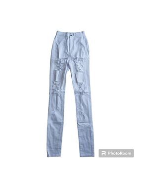 Aphrodite Women Style 4177 High Waist White Distressed Skinny Jeans - Size 3